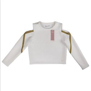 NWT $90 Women's Under Armour Misty Copeland White / Gold Cold Shoulder Top MED